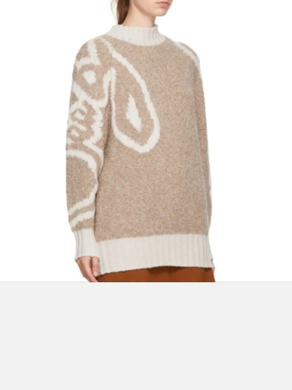 See By Chloe Beige and Cream Intarsia Turtleneck Sweater